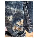Rogan Distressed Denim Jacket with Sequins - Made in USA - 100% Cotton - Large