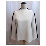 Veronica Beard - Stripe Knit Top - White Crewneck w/ Black Stripes & Purple Stripe Top (Lot of 2)