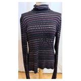 Veronica Beard - Stripe Knit Top - White Crewneck w/ Black Stripes & Purple Stripe Top (Lot of 2)