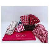 Cupcakes & Cashmere At Home - Patriotic Kitchen Linen Set Featuring Napkins, Placemats & Woven Basket