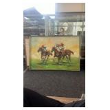 Kevin a Williams horse racing oil painting