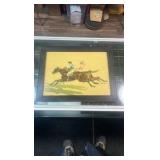 horse racing painting on plywood