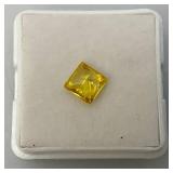 Relisted Do To No Show GDL Laboratory Yellow Sapphire 1.75 Ct. Princess Cut With Card (Laboratory Grown) In Protective Case