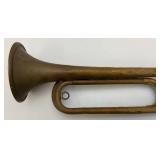Antique Military US Regulation Brass Bugle With Mouth Piece