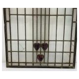 Antique 17" x 20" Leaded Stained Glass Window (Has Some Broken Pieces)