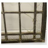 Antique 17" x 20" Leaded Stained Glass Window (Has Some Broken Pieces)