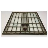 Antique 17" x 20" Leaded Stained Glass Window (Has Some Broken Pieces)