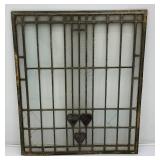 Antique 17" x 20" Leaded Stained Glass Window (Has Some Broken Pieces)