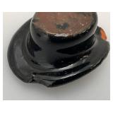 Antique Staffordshire Black Porcelain Jackfield Bull Cow Creamer Pitcher 7" (Chips Present On Creamer lid)