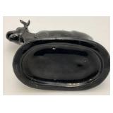 Antique Staffordshire Black Porcelain Jackfield Bull Cow Creamer Pitcher 7" (Chips Present On Creamer lid)