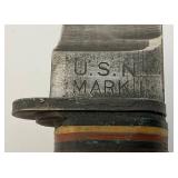 EST. $275.00- $375.00  1941 U.S.N. Navy Marked MK1 Fighting Knife PAL RH 35 With 5 5/16" Blade With Leather Sheath