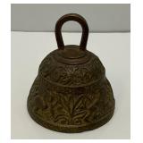 Antique "SANCTUARY" Casted Brass Bell W/Latin Inscriptions And LEO With Lion Theme 3" x 3" (MARKED FRANCE)