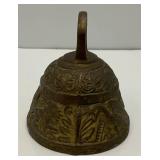 Antique "SANCTUARY" Casted Brass Bell W/Latin Inscriptions And LEO With Lion Theme 3" x 3" (MARKED FRANCE)