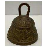 Antique "SANCTUARY" Casted Brass Bell W/Latin Inscriptions And LEO With Lion Theme 3" x 3" (MARKED FRANCE)