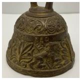 Antique "SANCTUARY" Casted Brass Bell W/Latin Inscriptions And LEO With Lion Theme 3" x 3" (MARKED FRANCE)