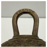 Antique "SANCTUARY" Casted Brass Bell W/Latin Inscriptions And LEO With Lion Theme 3" x 3" (MARKED FRANCE)
