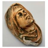 Primitive Antique German Face Wall Hanging Match Holder Scones (Chips Present)