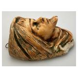 Primitive Antique German Face Wall Hanging Match Holder Scones (Chips Present)