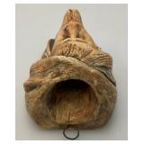 Primitive Antique German Face Wall Hanging Match Holder Scones (Chips Present)