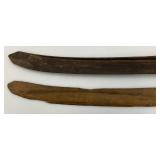 Very Old Three Point Bayonet (Broken Tip), Wooden Sword Sheath And Hand Carved Wooden Knife With Inscription Dated 1902