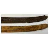 Very Old Three Point Bayonet (Broken Tip), Wooden Sword Sheath And Hand Carved Wooden Knife With Inscription Dated 1902