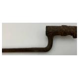 Very Old Three Point Bayonet (Broken Tip), Wooden Sword Sheath And Hand Carved Wooden Knife With Inscription Dated 1902