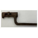 Very Old Three Point Bayonet (Broken Tip), Wooden Sword Sheath And Hand Carved Wooden Knife With Inscription Dated 1902