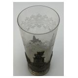 Vintage Bremen Germany Souvenir Pewter Sleeved Wine Drinking Glasses