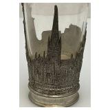 Vintage Bremen Germany Souvenir Pewter Sleeved Wine Drinking Glasses