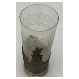 Vintage Bremen Germany Souvenir Pewter Sleeved Wine Drinking Glasses