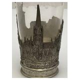 Vintage Bremen Germany Souvenir Pewter Sleeved Wine Drinking Glasses