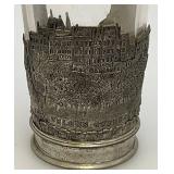 Vintage Bremen Germany Souvenir Pewter Sleeved Wine Drinking Glasses