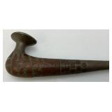 Antique Pewter And Hard Wood Tobacco Pipe 9"