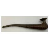 Antique Pewter And Hard Wood Tobacco Pipe 9"