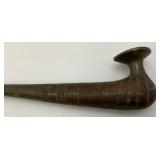 Antique Pewter And Hard Wood Tobacco Pipe 9"