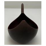 Antique Chinese Hand Carved Wooden Style Drinking Ladle With Dragon Head Handle 9"