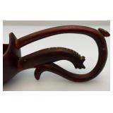 Antique Chinese Hand Carved Wooden Style Drinking Ladle With Dragon Head Handle 9"