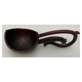 Antique Chinese Hand Carved Wooden Style Drinking Ladle With Dragon Head Handle 9"