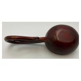 Antique Chinese Hand Carved Wooden Style Drinking Ladle With Dragon Head Handle 9"