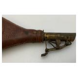 Antique CIVIL WAR Leather Black Powder Flask With Embossed Dog Theme