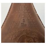 Antique CIVIL WAR Leather Black Powder Flask With Embossed Dog Theme