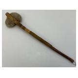 Est. $800.00- $1,300.00 Antique Native American Stone War Club, Rawhide Wrapped Handle Early Plains Tribe 18"