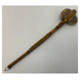 Est. $800.00- $1,300.00 Antique Native American Stone War Club, Rawhide Wrapped Handle Early Plains Tribe 18"