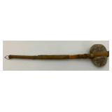 Est. $800.00- $1,300.00 Antique Native American Stone War Club, Rawhide Wrapped Handle Early Plains Tribe 18"