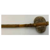 Est. $800.00- $1,300.00 Antique Native American Stone War Club, Rawhide Wrapped Handle Early Plains Tribe 18"