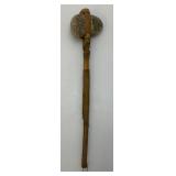 Est. $800.00- $1,300.00 Antique Native American Stone War Club, Rawhide Wrapped Handle Early Plains Tribe 18"