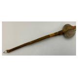 Est. $800.00- $1,300.00 Antique Native American Stone War Club, Rawhide Wrapped Handle Early Plains Tribe 18"