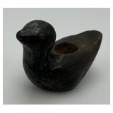Antique Catawba Indian Stone Carved Duck With Initials W.T. 2 1/2" x 3"