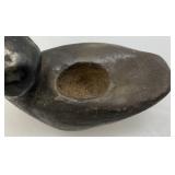 Antique Catawba Indian Stone Carved Duck With Initials W.T. 2 1/2" x 3"