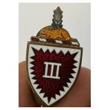 Vintage US Army 3rd Engineer Battalion Unit Beaver Crest Clutchback Pin Badge